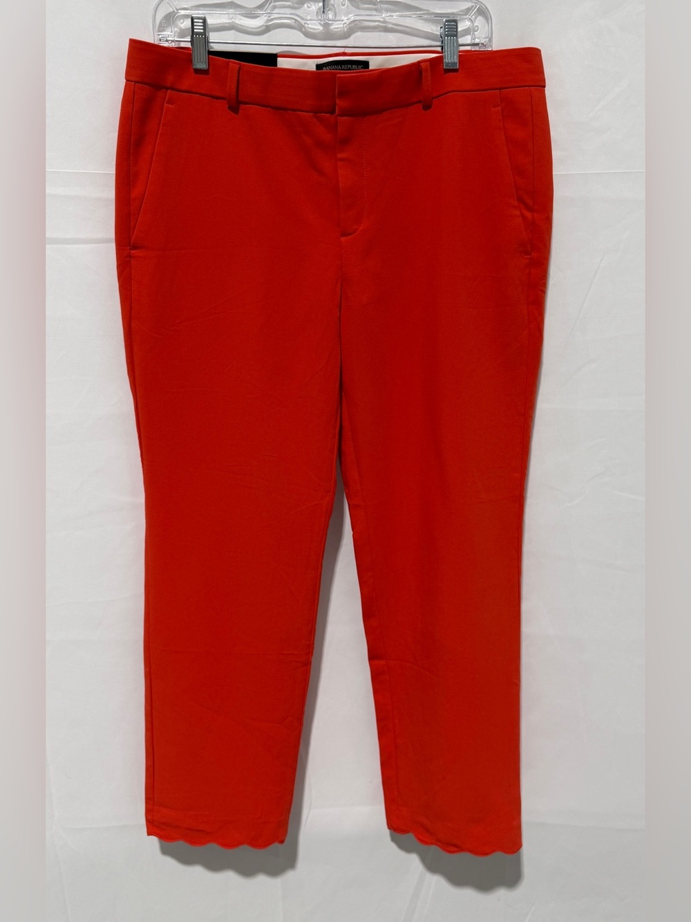 NWT Banana Republic Avery Orange Red Scalloped Hem Trousers, Size 10